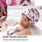 INNELO Luxury Shower Cap for Women Reusable Waterproof, Double Layered Shower - Image 5