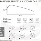3 PCS Hair Towel Wrap Cute Pastel Floral Print Microfiber Fleece Hair Drying - Image 7