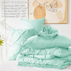 CozyLux Queen Comforter Set Mint Green, 7 Pieces Pintuck Bed in A Bag, Premium - Image 7