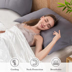 Curved Pillow Case King Size, Side Sleeper Pillow Cases Cover Cooling Rayon - Image 3