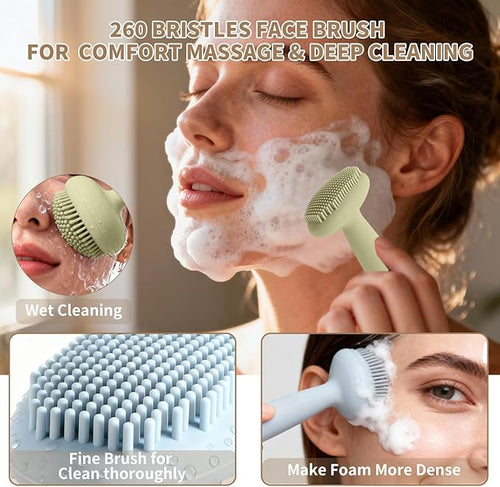 2 Pack Silicone Face Scrubber, 2 in 1 Facial Cleansing Brush & Face Mask - Image 2