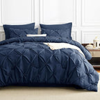CozyLux Queen Comforter Set Navy Blue, 7 Pieces Pintuck Bed in A Bag, Premium - Image 9