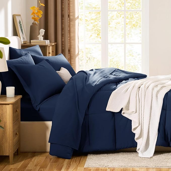 CozyLux Twin XL Comforter Set Navy Blue - Image 8