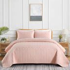 Yiran Blush Pink Quilt Set Queen Size, 3 Piece Reversible Bedspreads Bedding Set - Image 2
