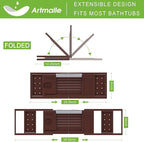 Bathtub Caddy Tray for Tub, Foldable Bath Table Trays, Bamboo Shelf - Image 3