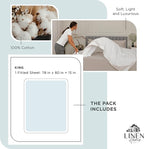 Linen Home 100% Cotton Percale Weave Fitted Sheet, King Size, 1 Deep Pocket - Image 5