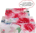 JSD Rose Floral Duvet Cover Set Queen Size, 3 Piece Soft Printed Microfiber - Image 3