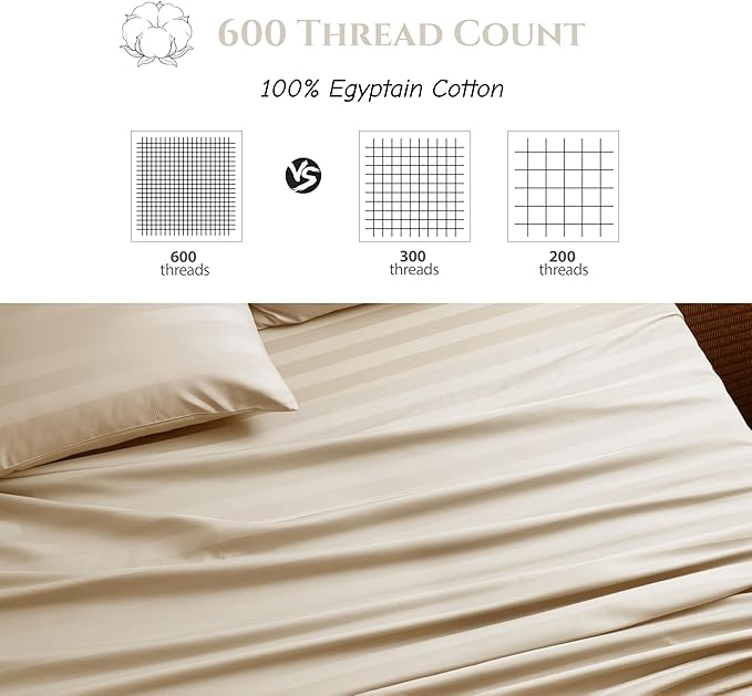 Cotton Flat Sheets Only, 600 TC 100% Cotton Flat Sheet Top Sheet Only, TwinXL - Image 3