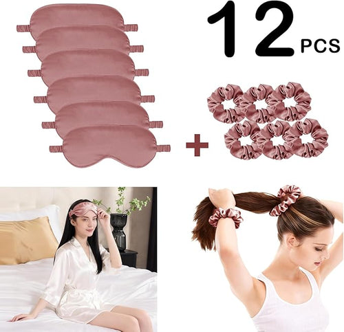 12Pcs Silk Sleep Masks Satin Eye Mask Silky Eyes Cover Blindfold Eyeshade Hair - Image 2