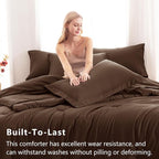 CozyLux Twin XL Comforter Set Brown, 5 Pieces Bed in a Bag Twin Extra Long - Image 3