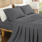 King Sheet Set 4 Piece, Wrinkle Free, Oeko-Tex Certified Bedsheets，Dark Grey by Dreava