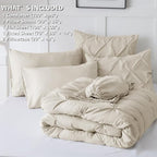 CozyLux Oversized King Comforter Sets Beige, 7 Pieces Oversized King Pintuck - Image 7