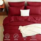 CozyLux King Size Comforter Set Dark Red, 7 Pieces Bed in a Bag King Comforter - Image 2