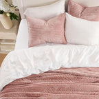 EVERGRACE Velvet Quilt Set King Size, Luxurious Soft Striped Channel Bedding Set - Image 3