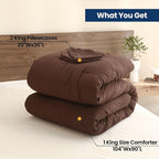 Paxrac Earthy Brown Comforter King Size, Neutral 3 Pieces Comforter Set - Image 7