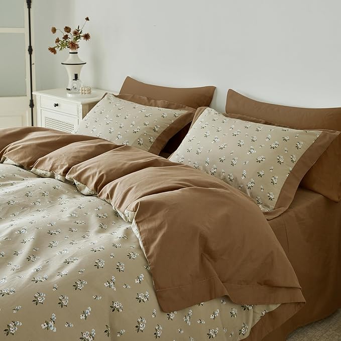 SUSYBAO Cute White Floral Duvet Cover Queen 100% Cotton 3 Pcs Set 1 Decorative - Image 2