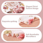 WONGS BEDDING Floral Quilt Set King, 3 Pieces Elegant Blush Flower Bedspread - Image 6