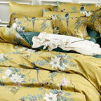 mixinni Duvet Cover Set King Size Bird Flower Pattern Soft Long Staple Cotton - Image 4