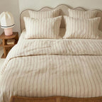 mixinni Striped Duvet Cover Set Queen Size, 3 Piece Cotton Linen Blend Bedding - Image 3