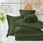 CozyLux Twin Comforter Set Olive Green, 5 Pieces Bed in a Bag Twin Comforter Set - Image 7