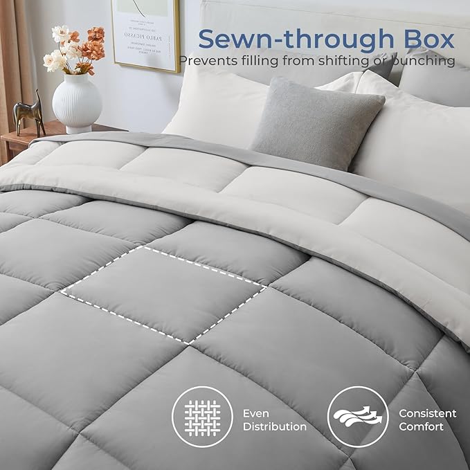 Sasttie Oversized Queen Comforter Set, 7 Pieces Reversible Bed in a Bag - Image 3