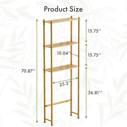 AmazerBath Over The Toilet Storage Bamboo, Bathroom Over Toilet Organizer Rack - Image 2