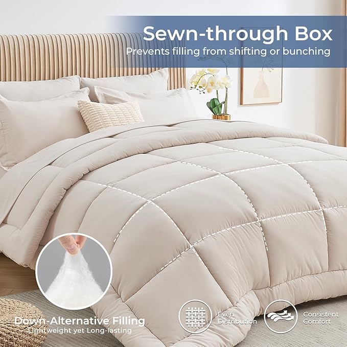 Sasttie King Size Comforter Set, 7 Pieces Bed in a Bag King, Complete Bedding - Image 3