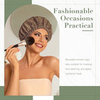 Reusable Shower Cap for Women, Large Waterproof Shower Bonnet - Image 2