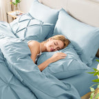 CozyLux Queen Comforter Set Light Blue, 7 Pieces Pintuck Bed in A Bag, Premium - Image 8