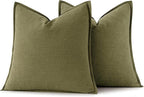 MIULEE Decorative Linen Euro Sham Pillow Covers 24x24 Inch Green ​Boho - Image 6