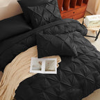 CozyLux Full Size Comforter Sets Black, 7 Pieces Pintuck Bed in A Bag Black - Image 4