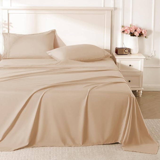 ROSE&RISY Khaki Twin Sheet Set, 3 Pieces Soft Bedding Twin Sheet Set, by ROSERISY