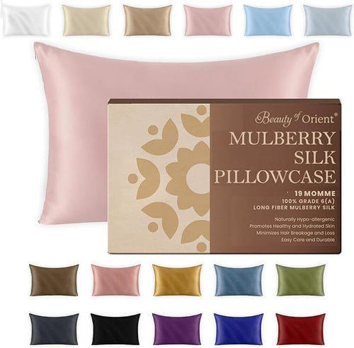 19 Momme Premium Mulberry Pink Silk Pillowcase by BeautyofOrient