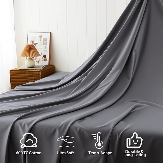 Cotton Flat Sheets Only, 600 TC 100% Cotton Flat Sheet Top Sheet Only, Full - Image 4