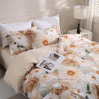 LONAVA Queen Flower 3 Pcs Duvet Cover Set, Breathable Soft Microfiber Biege by LONAVA