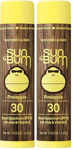 Sun Bum SPF 30 Sunscreen Lip Balm | Pineapple Flavor | Pack of 2 | Vegan and by SunBum
