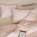 mixinni Gingham Duvet Cover King Size, 100% Cotton Light Pink and White Gingham - Image 8