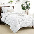 CozyLux Twin XL Comforter Set White, 5 Pieces Twin Extra Long Pintuck Bed in A by CozyLux
