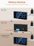 PPLEE Digital Alarm Clocks for Bedrooms Heavy Sleepers, 2 Alarms, Upgrade 7-5-2 - Image 6
