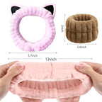 Cat Ears Headband, Cute Spa Headband and Wristband Set Washing Face Skincare - Image 6