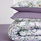 mixinni Garden Style Purple Floral Printed on White Duvet Cover Queen Size - Image 6