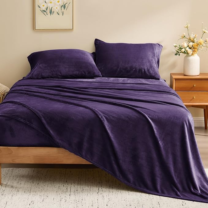 BEDELITE Flannel Sheets King Size Purple - Image 2