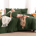 CozyLux Full Size Comforter Sets Olive Green, 7 Pieces Bed in a Bag Full - Image 4