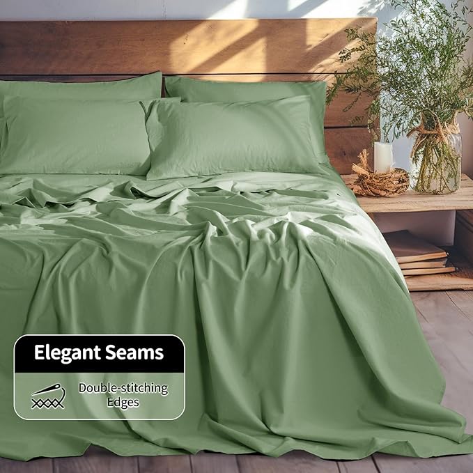 LBRO2M 100% Pure Linen Sheet Set Deep Pocket Up to 16" Bed Sheets Sets - Image 6