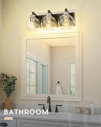 Bathroom Light Fixtures, 3-Light Black and Brushed Nickel Bathroom Vanity Light - Image 8