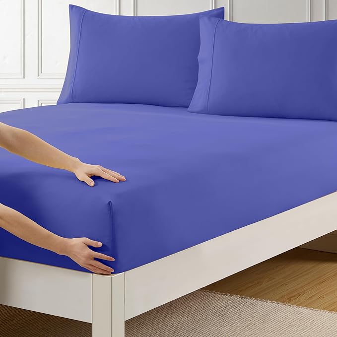 Twin XL Fitted Sheet Only with Full Elastic & Built in Corner Sheet Straps to by SweetHomeCollection