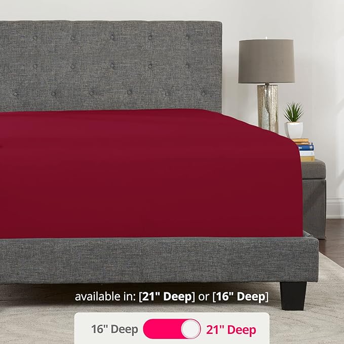 Twin Deep Pocket Fitted Sheet 21' Twin Size Perfectly Fits 17'23' Deep - Image 3