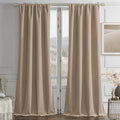 Joydeco Toffee Brown Velvet Curtains 108 Inches 2 Panels, Luxury Thermal by JOYDECO