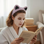 Cat Ears Headband, Cute Spa Headband and Wristband Set Washing Face Skincare - Image 4