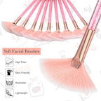 9 Pieces Facial Fan Mask Brushes, Soft Facial Applicator Brushes Tools - Image 4